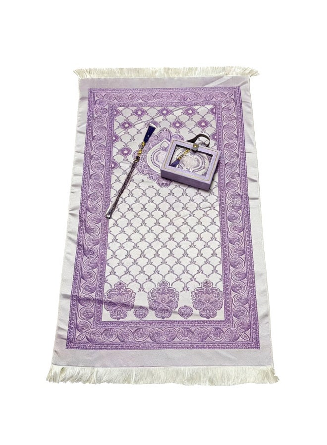 70*110cm Gift Boxed Prayer Mat & Tasbih Set, Travel Portable Carpet, For Gifting & Home Worship